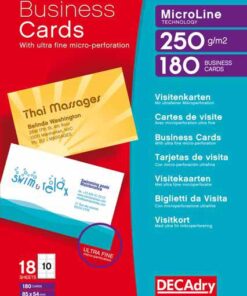 CDV BLANCHES 85X54MM 250GR 180 CARTES DE VISITE DECADRY IMPRESSION MULTI RECTO/VERSO