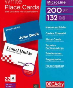 DECADRY CARTE CHEVALET MICROPE 85X46MM - IMPRESSION RECTO/VER 132 CARTES 200GR