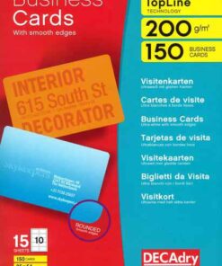 CDV BLANCHES 85X54MM 200GR 150 CARTES DE VISITE DECADRY INKJET JET D'ENCRE COINS RONDS