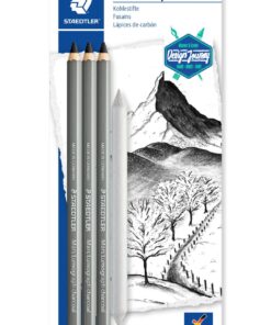 CRAYONS FUSAINS PAR 3 + ESTOMP STAEDTLER S-M-H  BLISTER + ESTOMPE