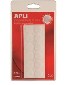 VELCRO ROND BLANC 19MM APLI 12 PIECES