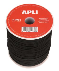 BOBINE CORDON ELASTIQUE APLI 2MM X 100 METRES  COULEUR NOIR