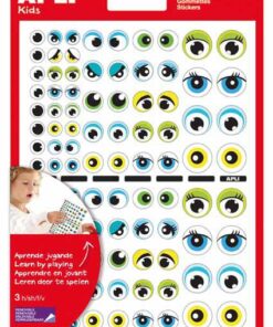 GOMMETTES YEUX BLEU/VERT 312 3 FEUILLES - ETIQUETTES APLI ENLEVABLE