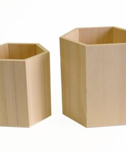 ARTEMIO 2 VASES HEXAGONAUX EN BOIS