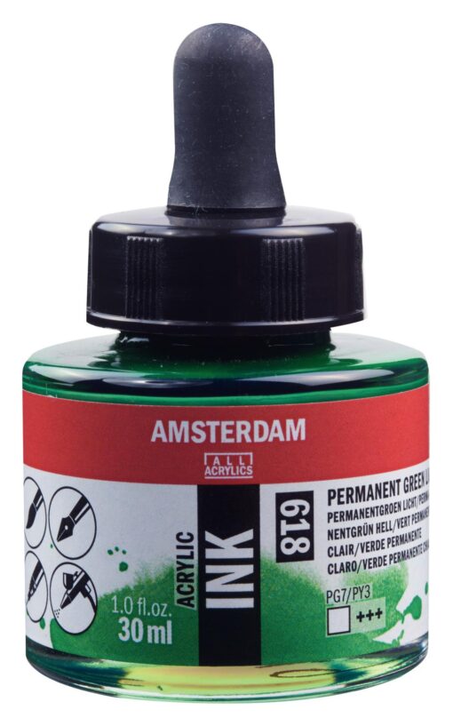 ENCRE ACRYL VERT PERMANENT CLA 30ML AMSTERDAM ACRYLIQUE VERT PERMANENT CLAIR