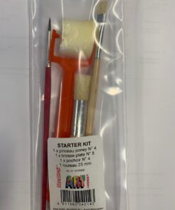 STARTER KIT PINCEAUX PINCEAU PONEY N°4 - PLAT N°8 POCHOIR N°4 - ROULEAU 25MM
