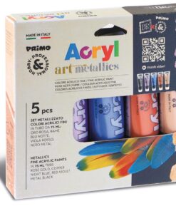 PRIMO 5 TUBES ACRYL METALLIC 75ML - MADE IN TALY PEINTURE ACRYLIQUE