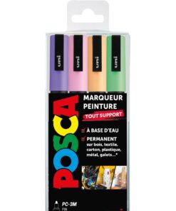 POSCA PC3M PASTEL ETUI DE 4 LILAS ROSE CLAIR - ROSE SAUMON - VERT CLAIR