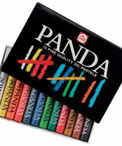 PASTELS HUILE PANDA 12 TALENS AVEC GOUACHE AQUARELLE-ECOLINE KIDS & HOME-NOIR / GRATTAGE