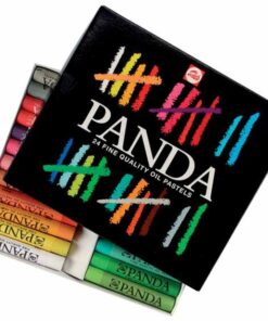 PASTELS HUILE PANDA 24 TALENS AVEC GOUACHE AQUARELLE-ECOLINE KIDS & HOME-NOIR / GRATTAGE