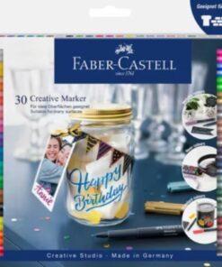 SET 30 MARQUEURS FABER-CASTELL CREATIVE MARKER - LARGEUR TRAI 1.5MM VERRE, PLAST, METAL, PAP