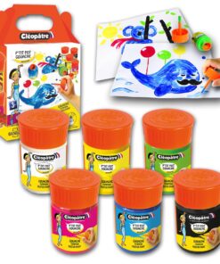 LOT DE 6 PETITS POTS GOUACHE 50ML AVEC PINCEAU ET ENTONNOIR INTEGRE