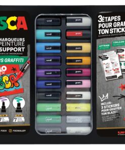 MALETTE POSCA STICKERS GRAFFIT 20 MARQUEURS