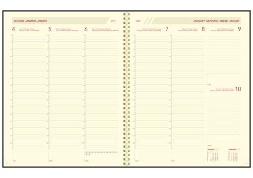 AGENDA PLAN-A-WEEK FINESS 210X270 1SEMAINE/2PAGES NOIR SPIRALE