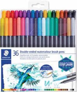 MARQUEUR AQUARELLE BIPOINTE 36 COULEURS BRUSH PINCEAU DUO STAEDTLER