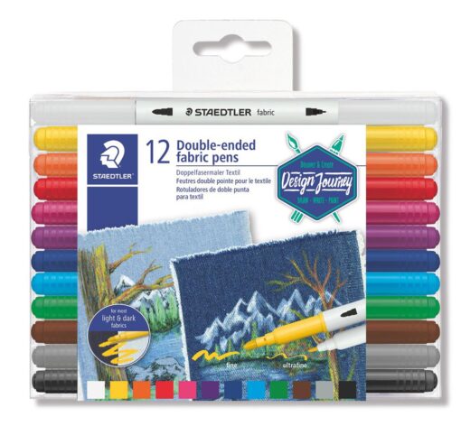 FEUTRES TEXTIL BIPOINTE 12 COULEURS STAEDTLER TEXTILE COULEURS FIXES SANS REPASSAGE