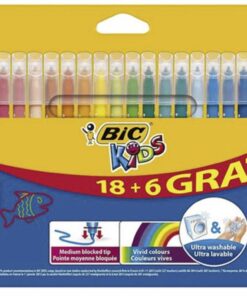 BIC KIDS 18+6 FEUTRES MEDIUM FEUTRES DE COLORIAGE ULTRA LAVABLE