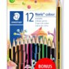 12 CRAYONS DE COUL NORIS 18 CM + CRAYON HB + GOMME BLISTER STAEDTLER