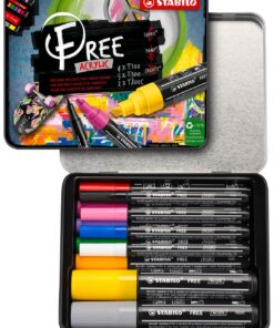 STABILO SET FREE 11 MARQUEURS ACRYLIQUES - BOITE METALLIQUE
