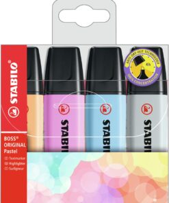 STABILO BOSS PASTEL ETUI 4 POCHETTE 4 COULEURS ASSORTIES PASTEL