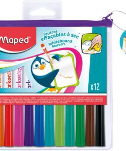MAPED 12 FEUTRES EFFACABLES A SEC - POUR ARDOISES ET TABLEAUX BLANCS