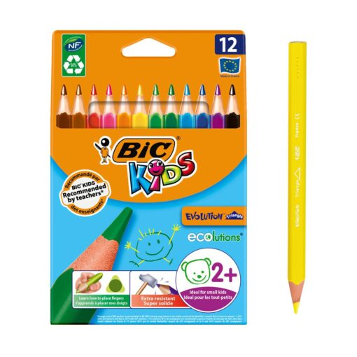 BIC KIDS 12 CRAYONS TRIANGLE CRAYONS DE COULEUR BIC EVOLUTION