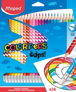 24 CRAYONS COUL EFFACABLE CRAYONS DE COULEUR OOPS MAPED - COLOR'PEPS