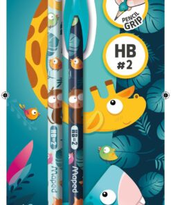 MAPED 2 CRAYONS HB + GRIP JUNGLE FEVER - PENCIL GRIP