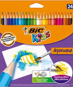 BIC KIDS 24 CRAYONS AQUARELLE CRAYONS DE COULEUR BIC KIDS FACILE A TAILLER