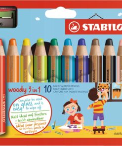 STABILO WOODY 3 EN 1 ETUI 10 CRAYONS DE COULEUR ENFANTS + TAILLE CRAYONS