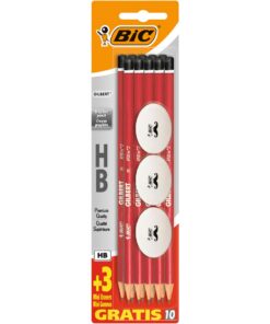 10 CRAYONS GILBERT HB N°2 + 3 GOMMES GALET