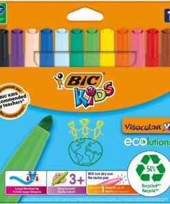 BIC KIDS VISA XL 12 FEUTRES COLORIAGE BIC VISACOLOR POINTE RENFORCEE - PRISE FACIL