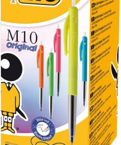 BOX 50 BIC M10 ULTRACOLORS MEDIUM STYLO BILLE BLEU CORPS COULEURS ASS