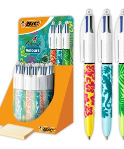 TUBO 30X BIC 4 COULEUR VELOURS STYLO BILLE BIC 4 COULEURS JAUNE-BLEU-VERT