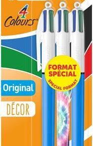 BIC 4 COULEURS 2 MED +1 DECOR BLISTER