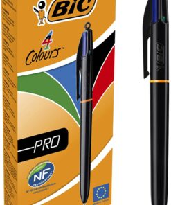 BIC 4 COULEURS PRO BLACK STYLO BILLE POINTE MOYENNE NOIR