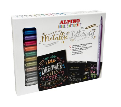 ALPINO METALLIC LETTERING 12 FEUTRES + 1 BLOC + MANUEL