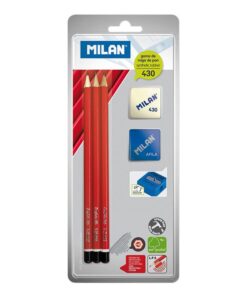 MILAN 3 CRAYONS HB + GOMME + TAILLE CRAYONS BLISTER
