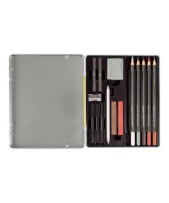 EBERHARD FABER SET ARTISTE 16P CRAYONS-FUSAINS-GOMME MIE PAIN ESTOMPE+TAILLE CRAYON BTE META