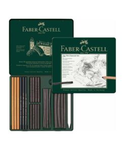 SET 24 FUSAINS FABER CASTELL + ESTOMPE + GOMME MIE PAIN HAUTE QUALITE