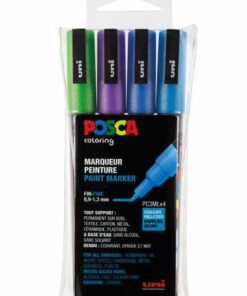 POSCA SET 4 MARQUEURS PC3M PAILLETTES FROIDES BLEU CLAIR, BLEU FONCE, VERT FONCE,VIOLET
