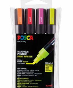 POSCA SET 4 MARQUEURS PC5M POCHETTE FLUO