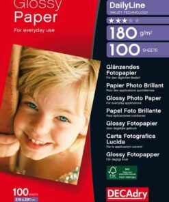 PAPIER PHOTO GLOSSY A4 180G 100F - PAPIER PHOTO DECADRY POUR JET D'ENCRE