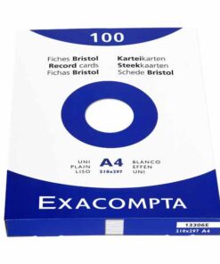 FICHE BRISTOL EXACOMPTA A4 UNI BLANCHE 210X297  100F