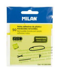 MILAN NOTES 50X TRANSPARENTE JAUNE FLUO 76X76MM - 50 FEUILLES