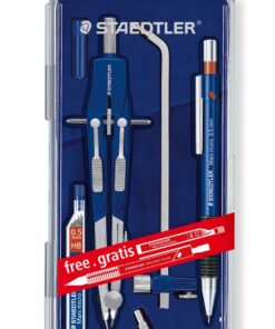 COMPAS STAEDTLER COFFRET 6PCES PORTE MINES MARS 775 0.5+MINES ADAPTATEUR CRAYON-TRACE CERCLE