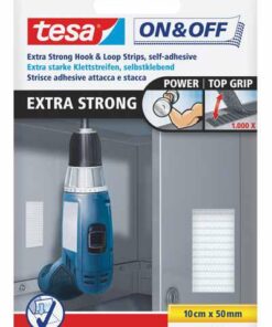 TESA VELCRO 10MMX50MM BLANC 1000X ON & OFF POWER TOP GRIP 2 BANDES
