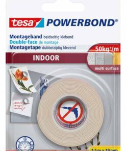 TESA DOUBLE FACE INDOOR 19X1,5M - 50KG/M² POWER ADHESIF MULTI SURFACES