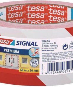 ADHESIF SIGNALISATION RGE/BLC TESA - ROUGE / BLANC 50X66M