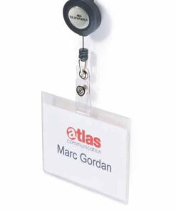 PORTE BADGES AVEC ENROULEUR 60X90MM TRANSPARENT SOUPLE